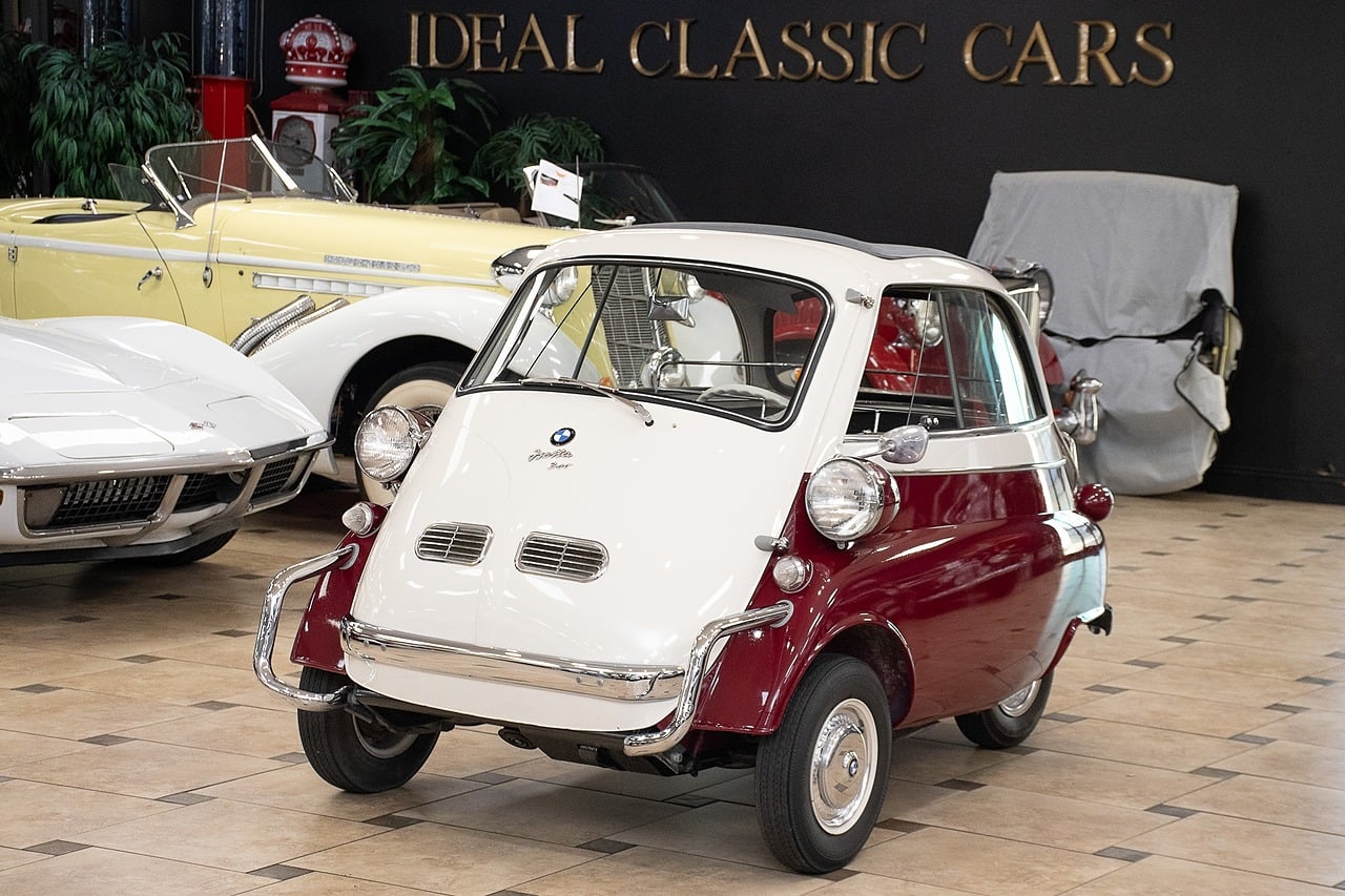 Red (Burgundy/White) 1957 BMW Isetta Hatchback 4-Speed Manual